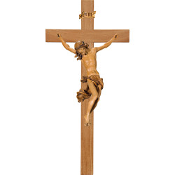 Cristo Barroco en cruz de roble simple ancha
